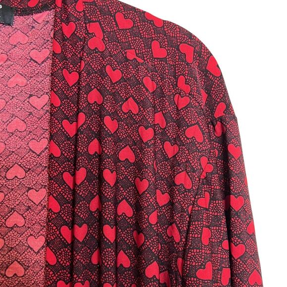 René Rofé Sleepwear Womens Robe 1X Red Black Heart Print Belted 3/4 Sleeve - Picture 4 of 7